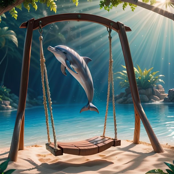 Picture of a swinging on a swing dolphin