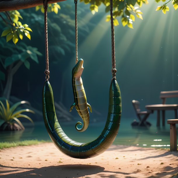 Picture of a swinging on a swing eel