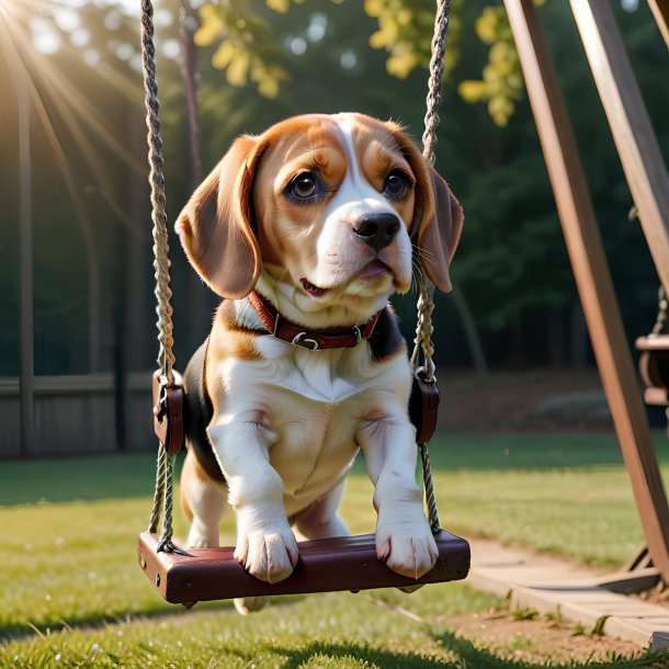 Picture of a swinging on a swing beagle