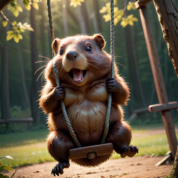 Picture of a swinging on a swing beaver