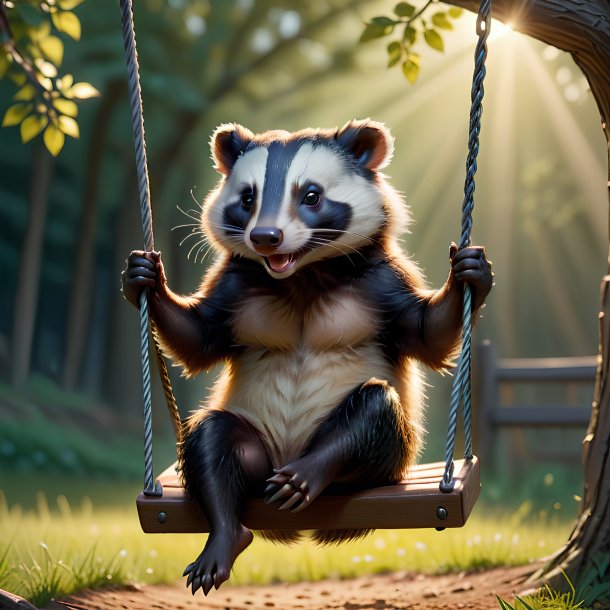 Picture of a swinging on a swing badger