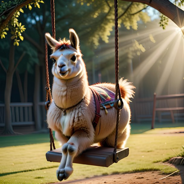 Picture of a swinging on a swing llama