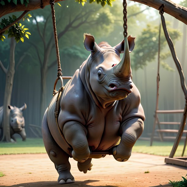 Picture of a swinging on a swing rhinoceros