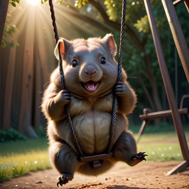 Picture of a swinging on a swing wombat