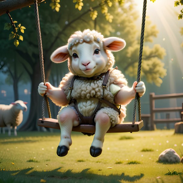 Picture of a swinging on a swing sheep