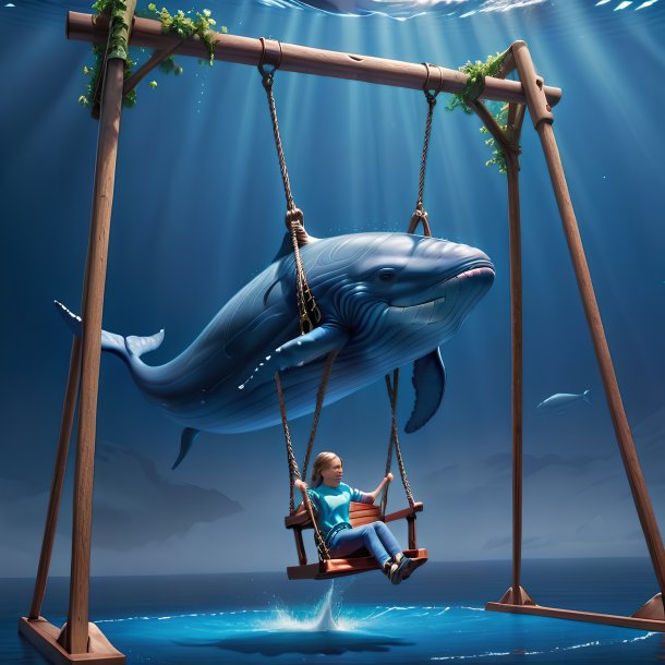 Picture of a swinging on a swing blue whale