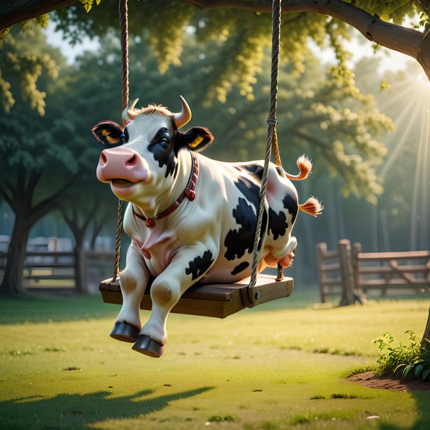 Picture of a swinging on a swing cow