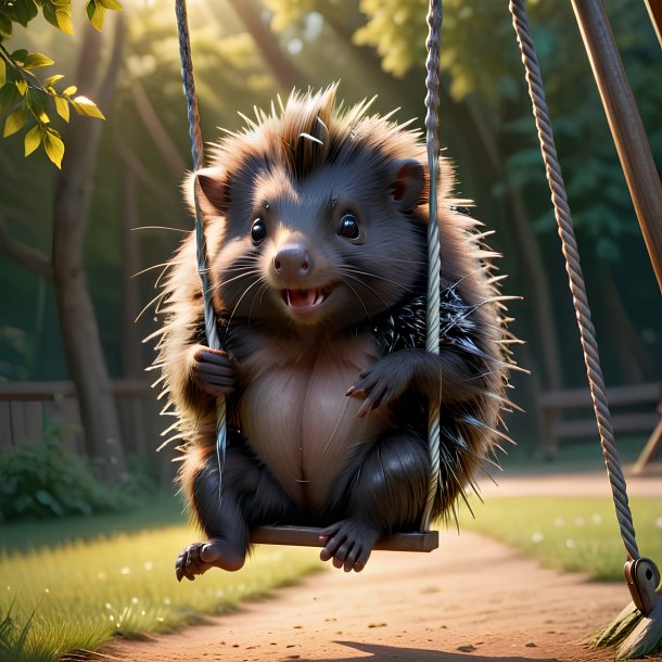 Picture of a swinging on a swing porcupine