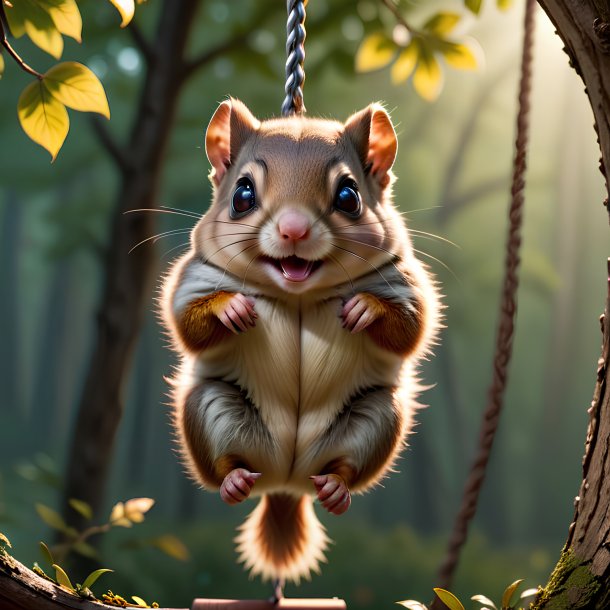 Picture of a swinging on a swing flying squirrel