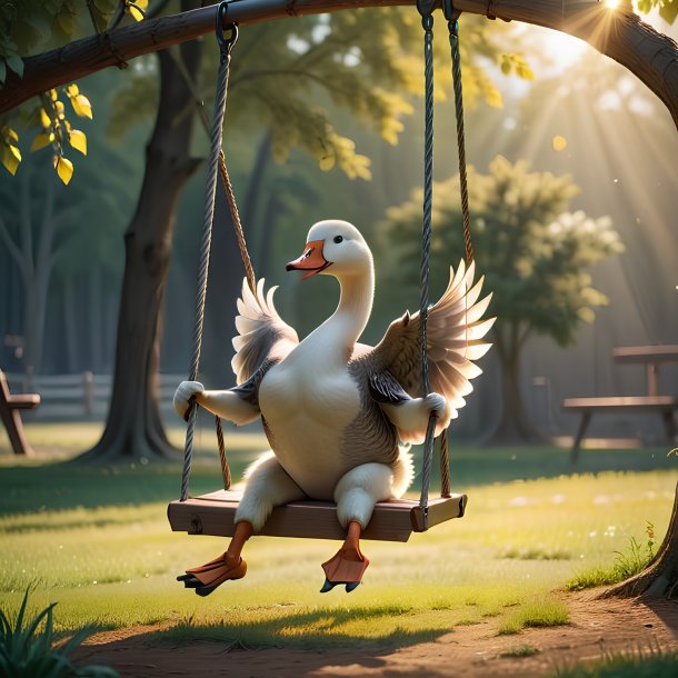 Picture of a swinging on a swing goose