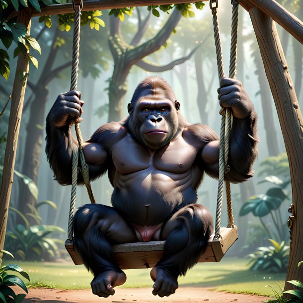 Picture of a swinging on a swing gorilla