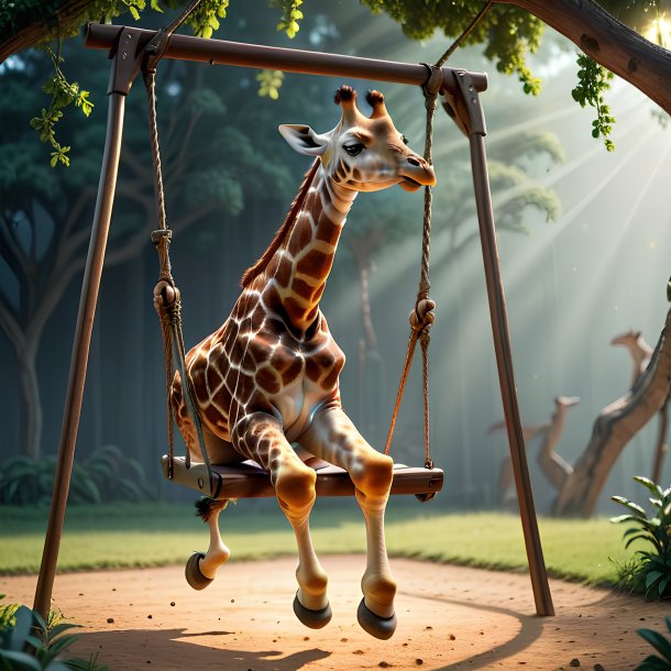 Picture of a swinging on a swing giraffe