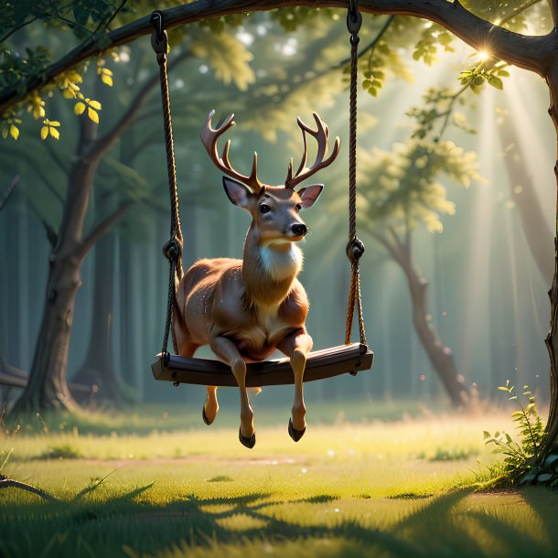 Picture of a swinging on a swing deer