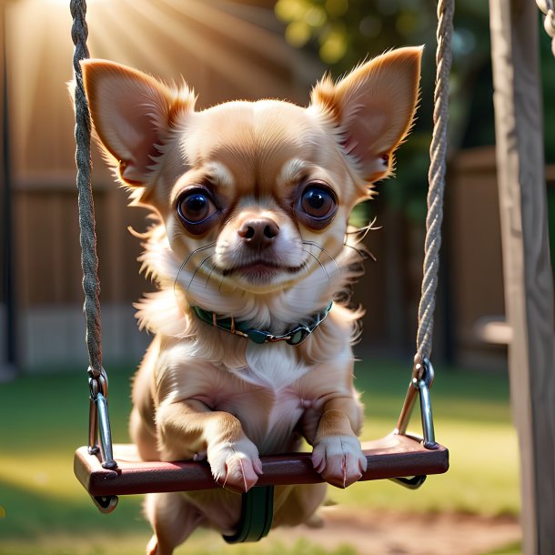 Picture of a swinging on a swing chihuahua