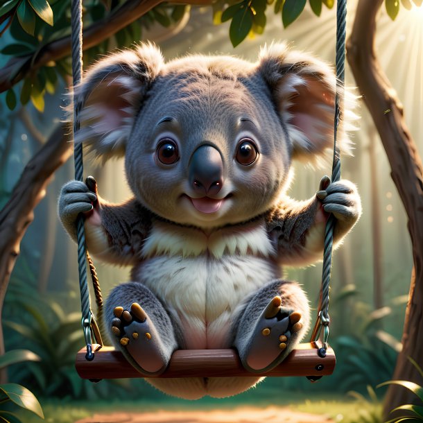 Picture of a swinging on a swing koala