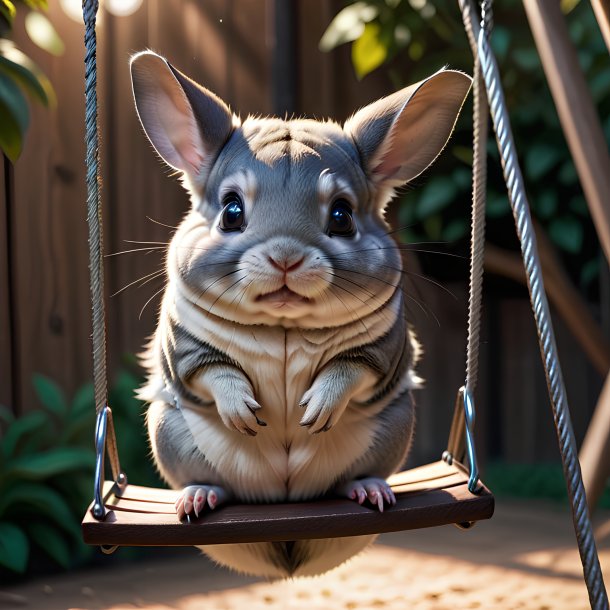 Picture of a swinging on a swing chinchillas