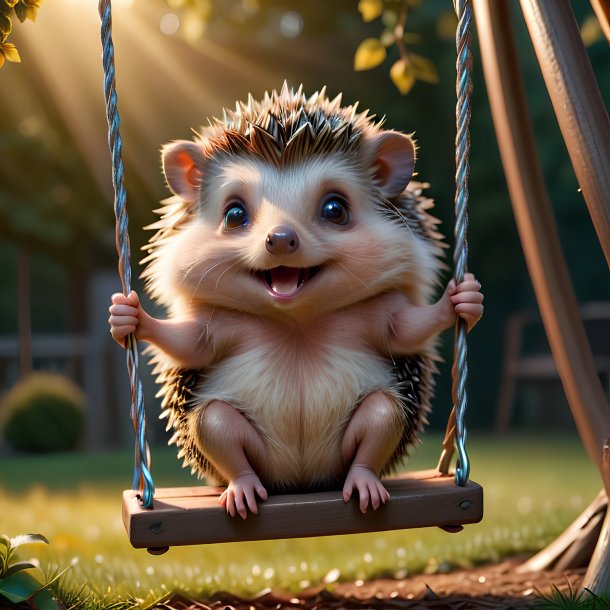 Picture of a swinging on a swing hedgehog