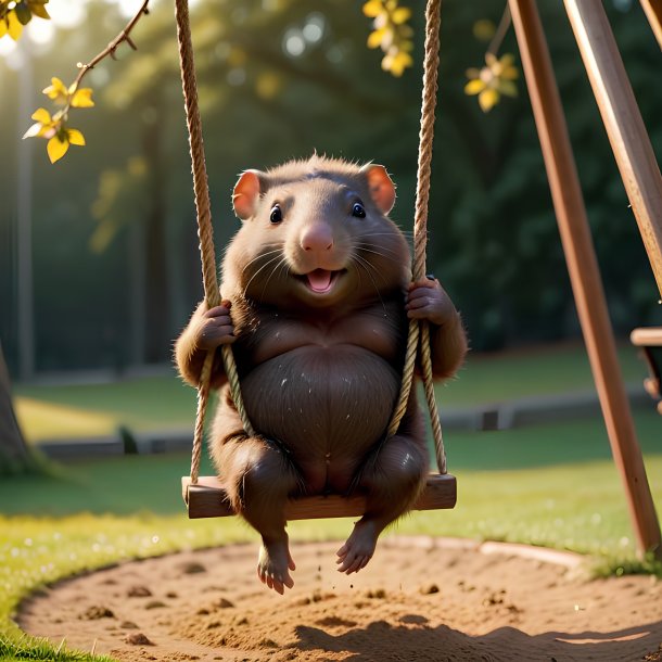 Picture of a swinging on a swing mole