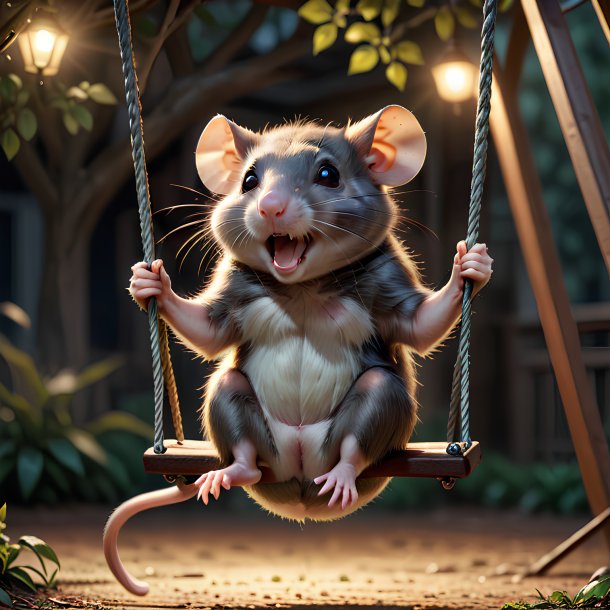 Picture of a swinging on a swing rat