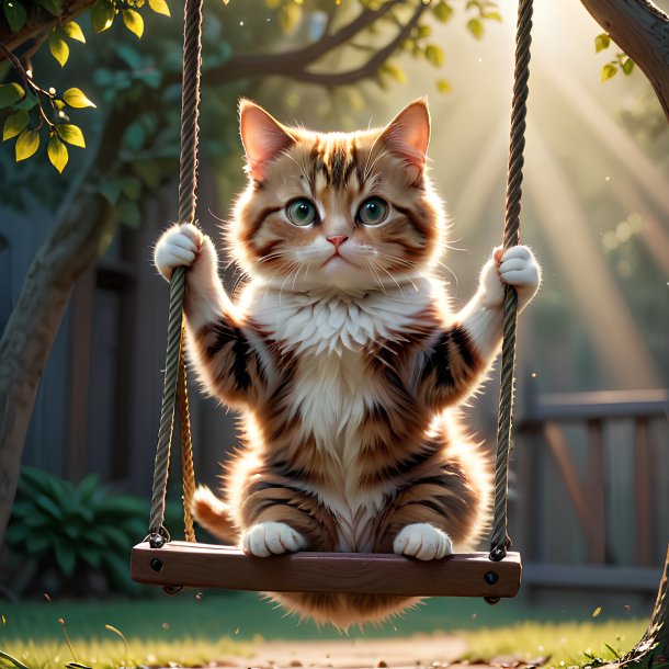 Picture of a swinging on a swing cat