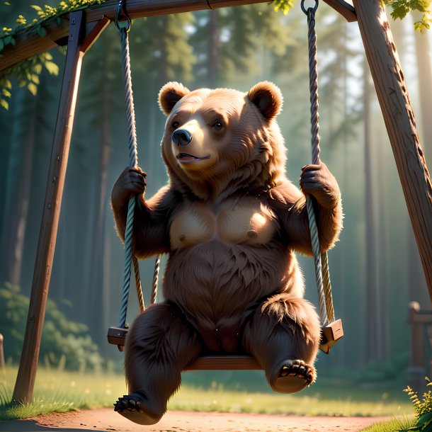 Picture of a swinging on a swing bear