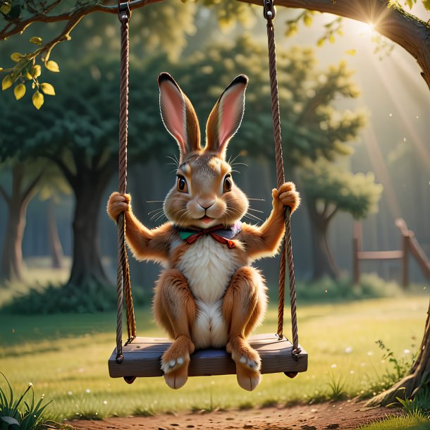 Picture of a swinging on a swing hare