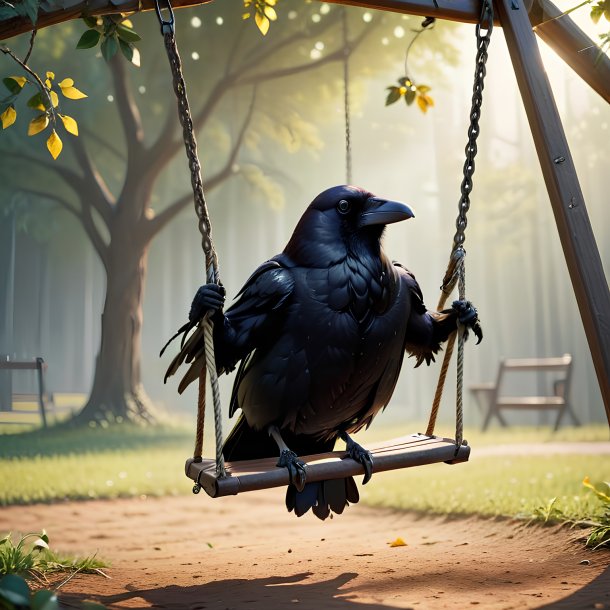 Picture of a swinging on a swing crow