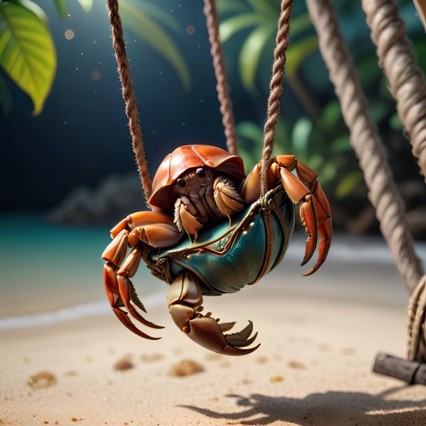 Picture of a swinging on a swing hermit crab