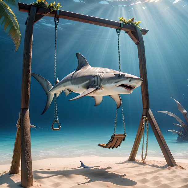 Picture of a swinging on a swing hammerhead shark