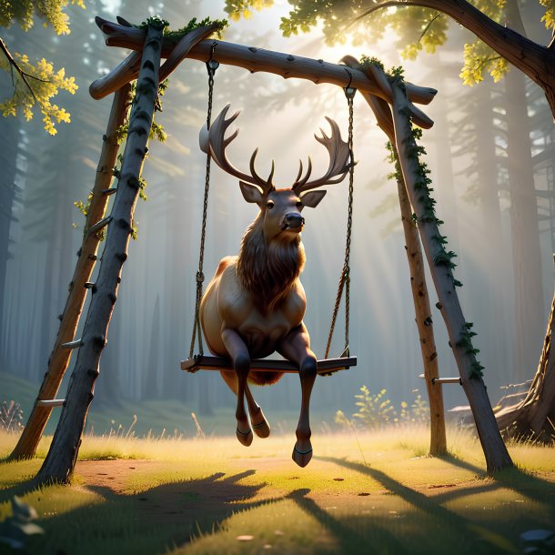 Picture of a swinging on a swing elk