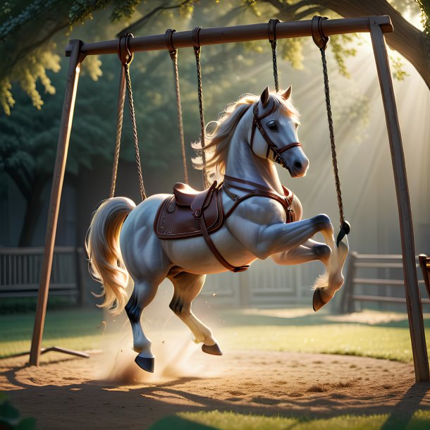 Picture of a swinging on a swing horse