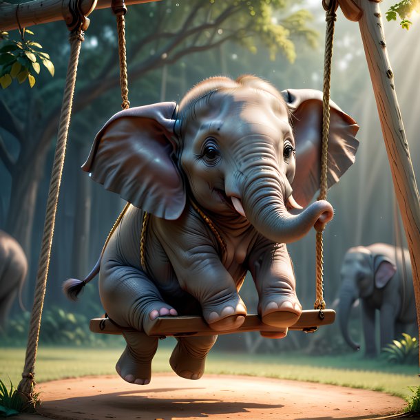 Picture of a swinging on a swing elephant