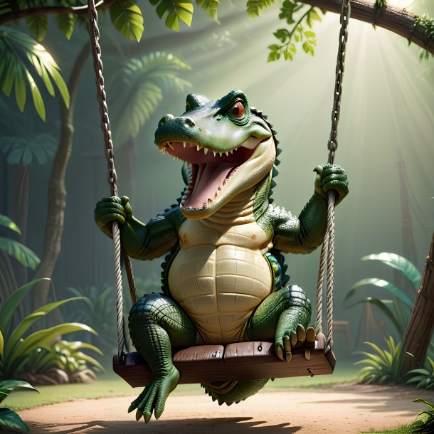 Picture of a swinging on a swing crocodile