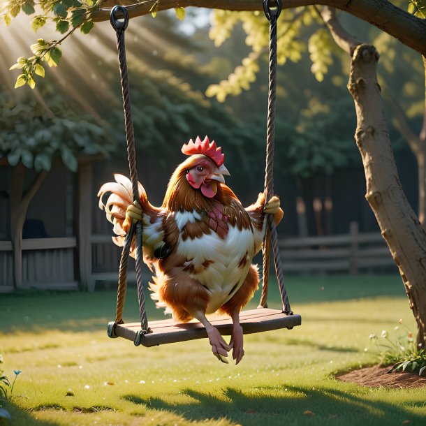 Picture of a swinging on a swing hen