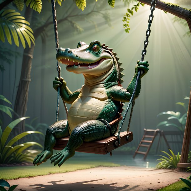 Picture of a swinging on a swing alligator