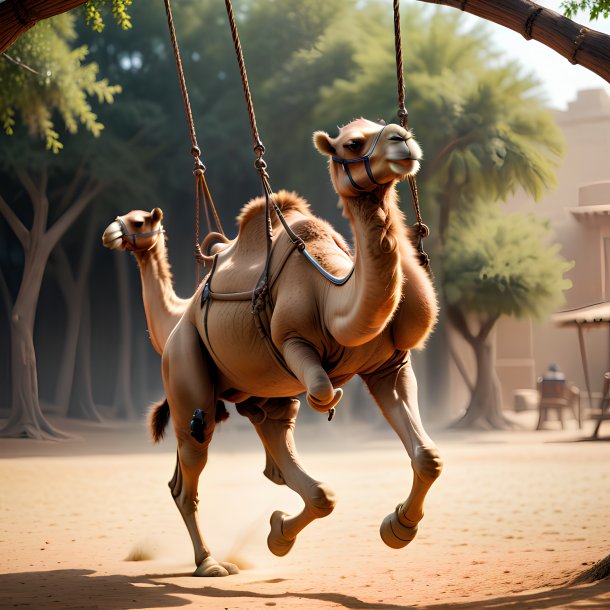 Picture of a swinging on a swing camel