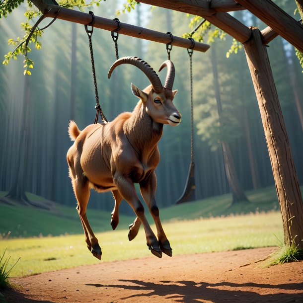 Picture of a swinging on a swing ibex