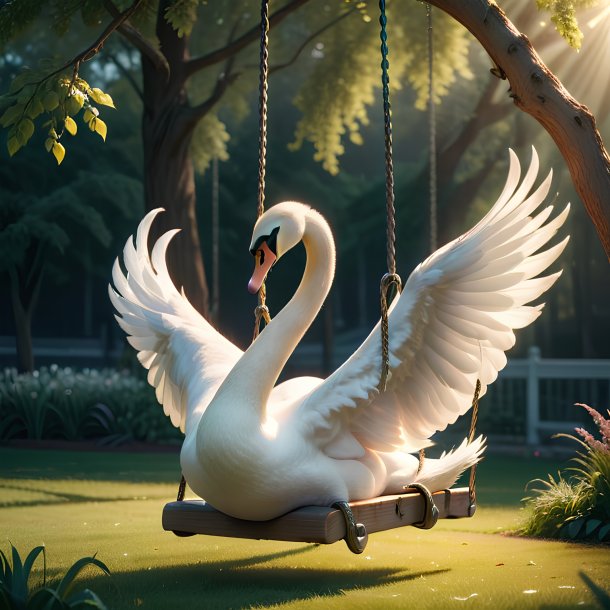 Picture of a swinging on a swing swan