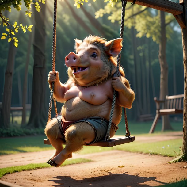 Picture of a swinging on a swing boar