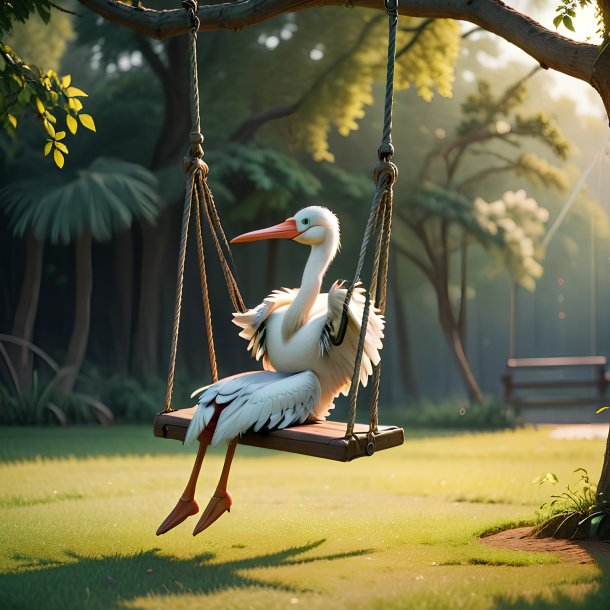 Picture of a swinging on a swing stork