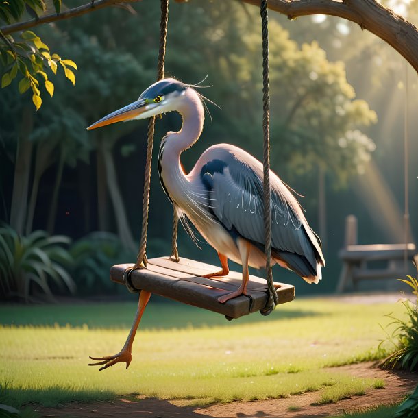 Picture of a swinging on a swing heron