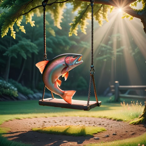 Picture of a swinging on a swing salmon