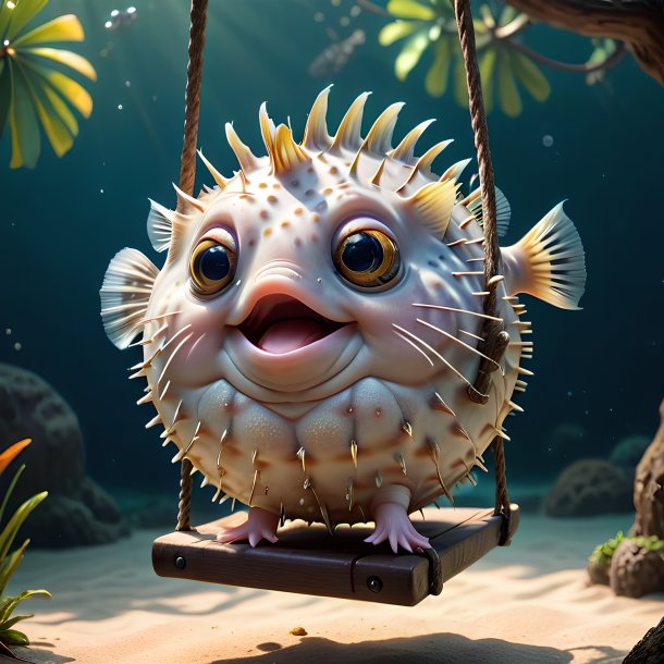 Picture of a swinging on a swing pufferfish