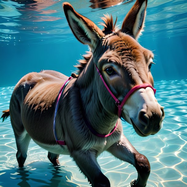 Picture of a swimming donkey
