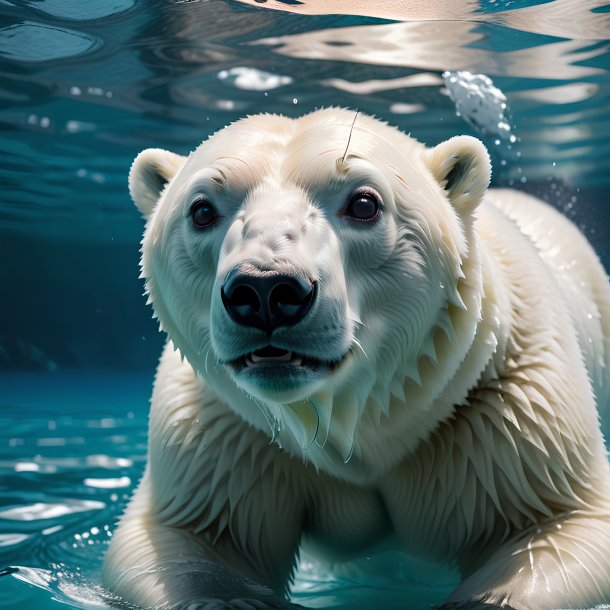 Imagem de um urso polar de natação