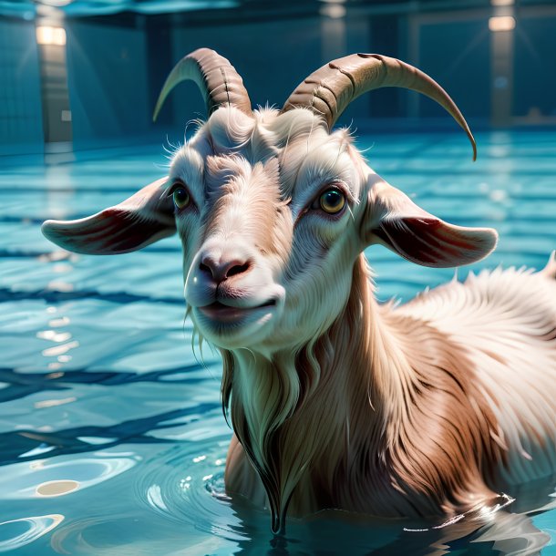 Picture of a swimming goat