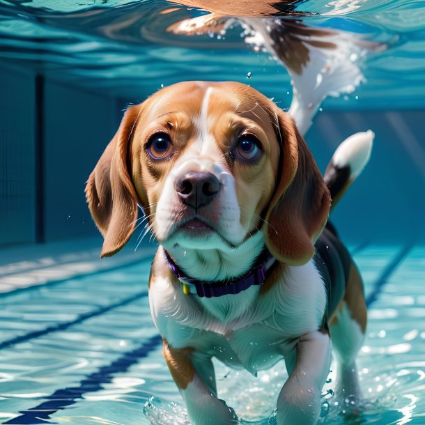 Imagen de un beagle de natación