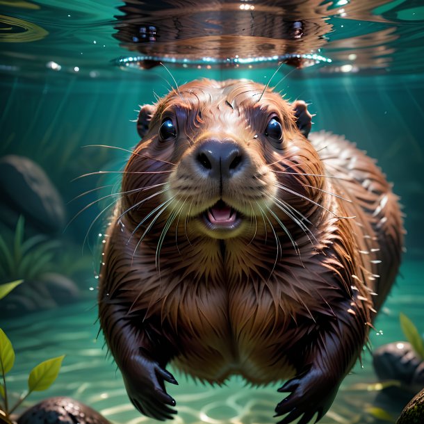 Picture of a swimming beaver