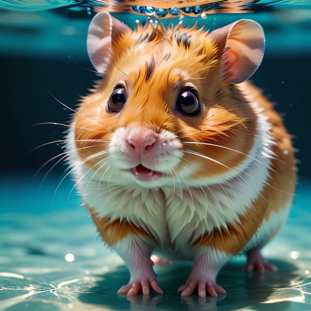 Picture of a swimming hamster