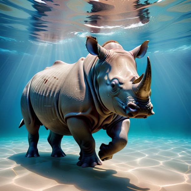 Picture of a swimming rhinoceros